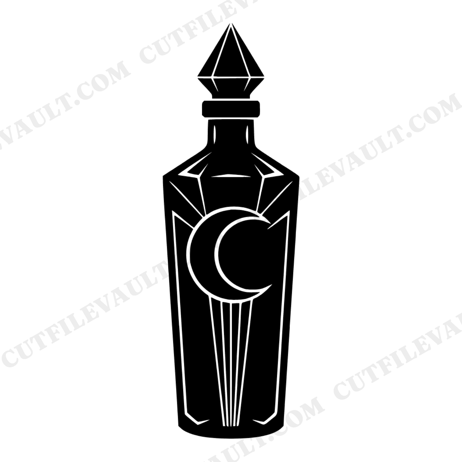 Art Deco Potion Bottle SVG PNG, Celestial Witch Silhouette, Halloween Decor Cut File